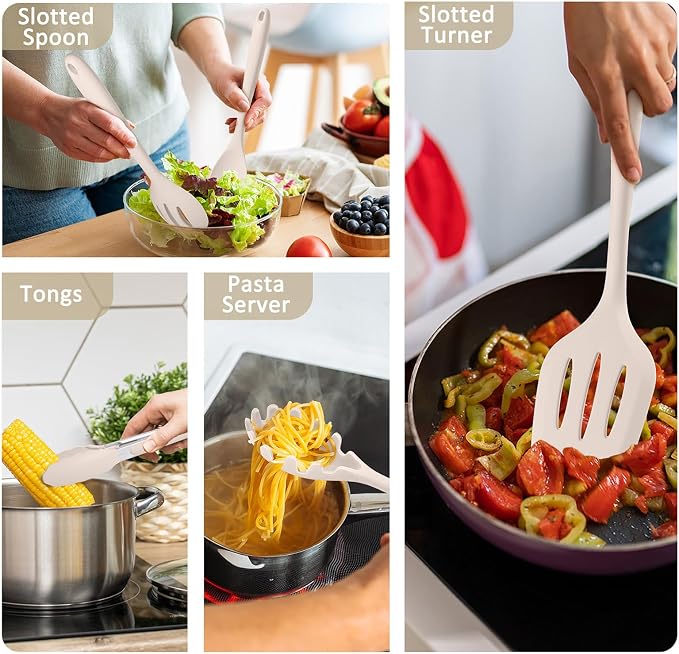10 Pack Kitchen Utensils Set for Cooking, Leonyo Silicone Cooking Utensils Set - Image 6