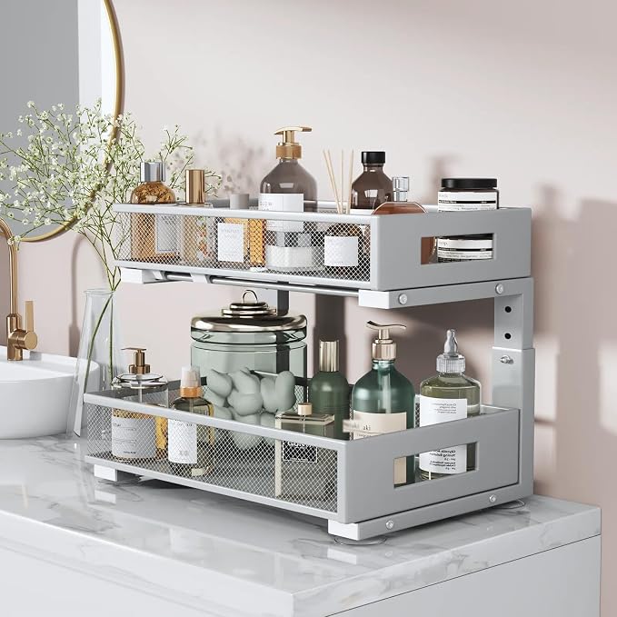 2 Packs 17IN Depth Under Sink Organizer, 2-Tier Pull Out Cabinet Organizer - Image 6