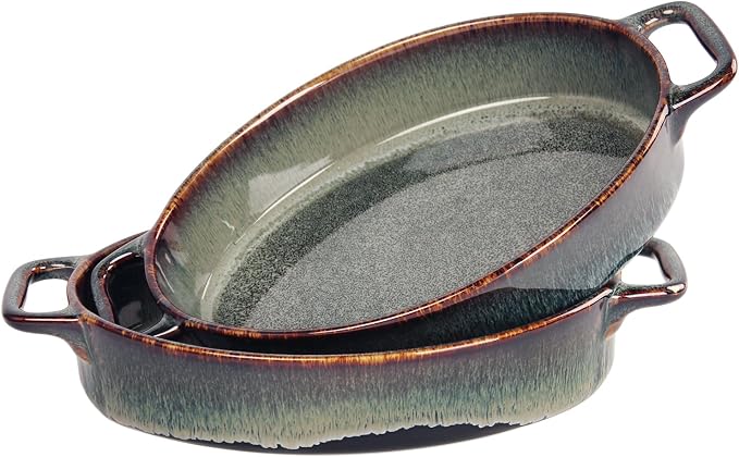 9" x 6" Porcelain Oval Casserole Dishes, 2 pieces Baking Dish by LIUYWYHCF