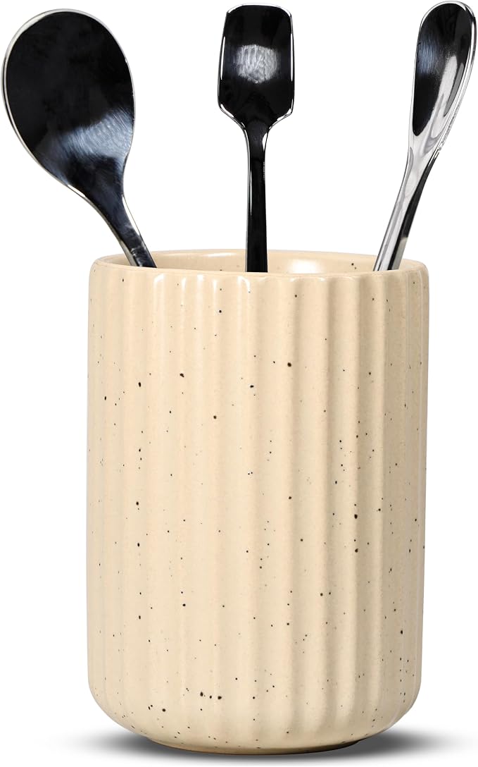 Ceramic Spoon Holder for Coffee Bar, Upright Tea Spoon Holder Cup, Coffee by U-TIMES