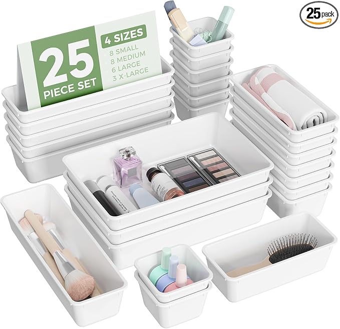 BiuLeon 25 PCS Plastic Drawer Organizers Set, 4-Sizes Vanity and Makeup by Unknown