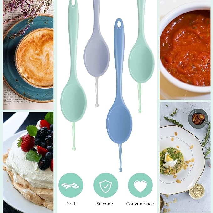 Shappy 4 Pieces Silicone Cooking Spoons 10.6 Inch Heat Resistant Kitchen Spoons - Image 4