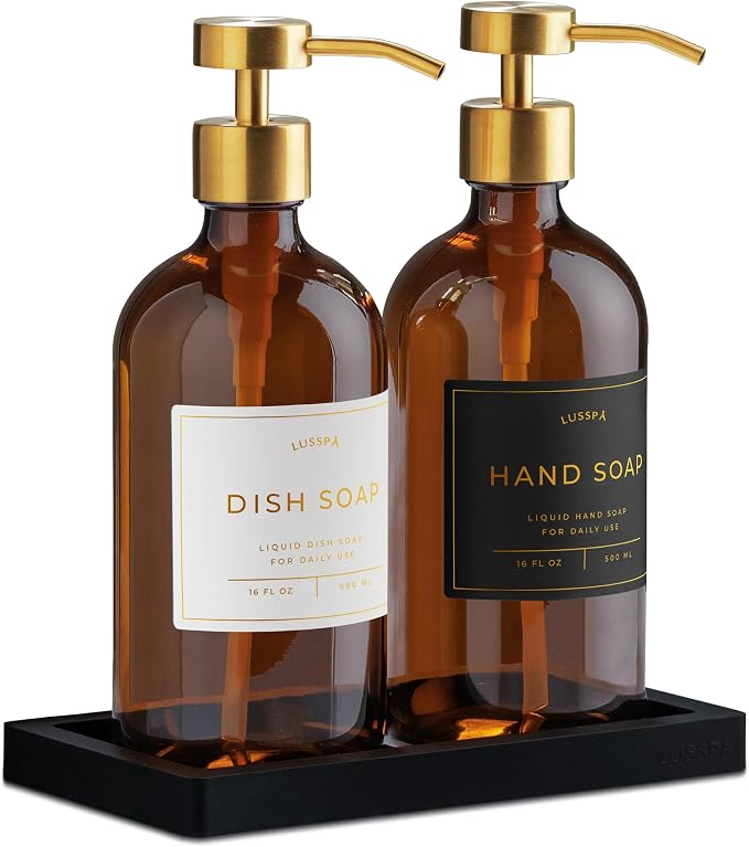Glass Soap Dispenser Set of 2 by Unknown