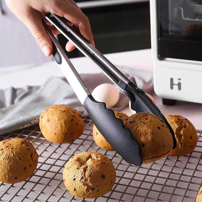 Tongs for Cooking, Food Grade Serving Tongs Set of 3 - Image 5