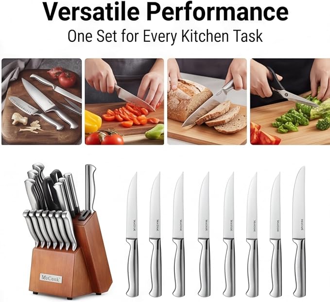 McCook® Knife Sets, German Stainless Steel Kitchen Knife Block Sets - Image 6