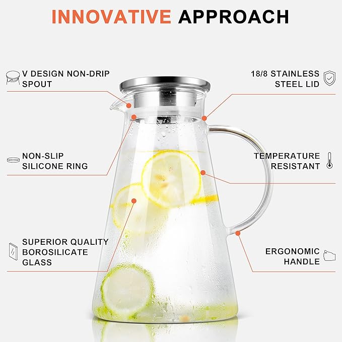 SUSTEAS 2.0 Liter 68oz Glass Pitcher - Image 3