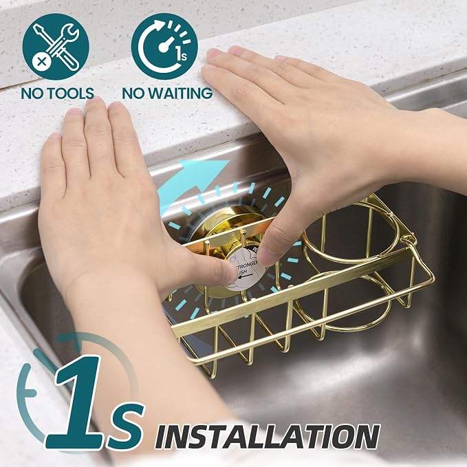 TAILI 4-in-1 Sink Caddy with Strong Suction Cup, Sponge Holder - Image 2