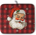 Santa Claus Christmas Dish Drying Mat Xmas Red and Black Buffalo Plaid by Kwlegh