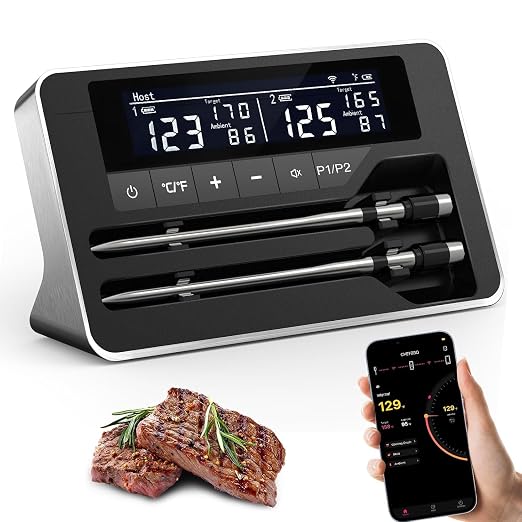 Meat Thermometer Wireless with 2 Probes, 800FT Bluetooth Digital Thermometer by ProfessionalMeatThermometer