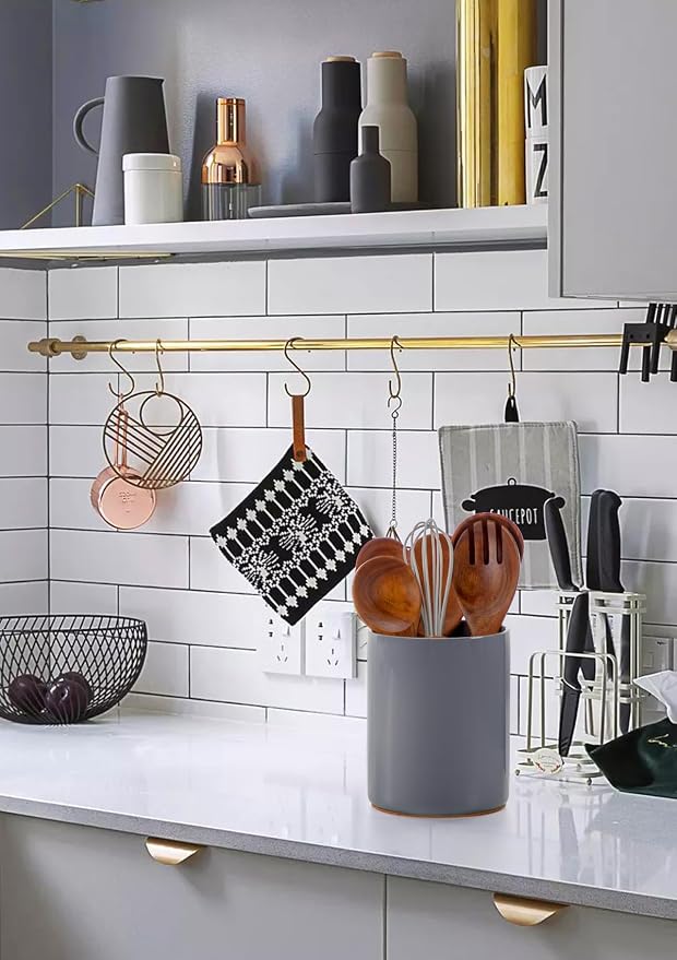 Nucookery Utensil Holder, 6.4" Ceramic Kitchen Utensil Holder - Image 7