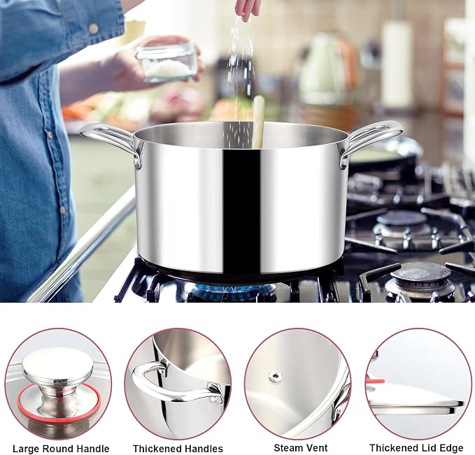 LIANYU 6QT 18/10 Stainless Steel Stockpot - Image 4