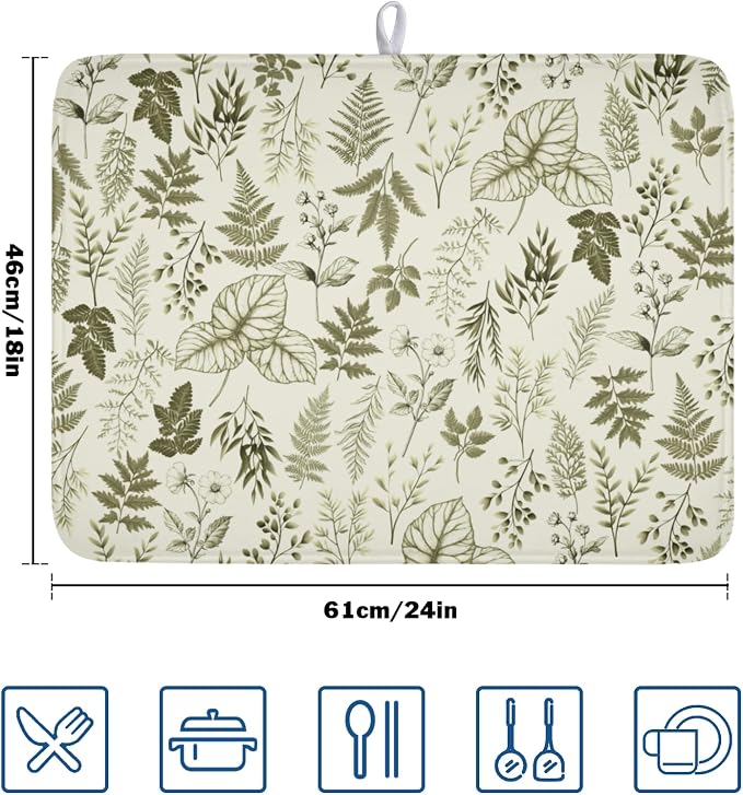 Vintage Botanical Floral Dish Drying Mat - Image 2