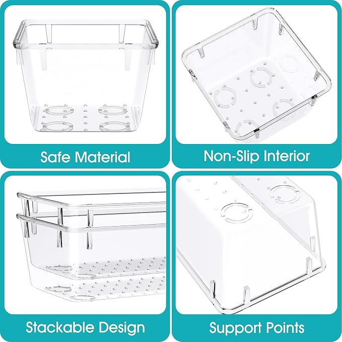 StorMiracle 33 PCS Clear Plastic Drawer Organizers Set, 4 Size Desk Drawer - Image 3