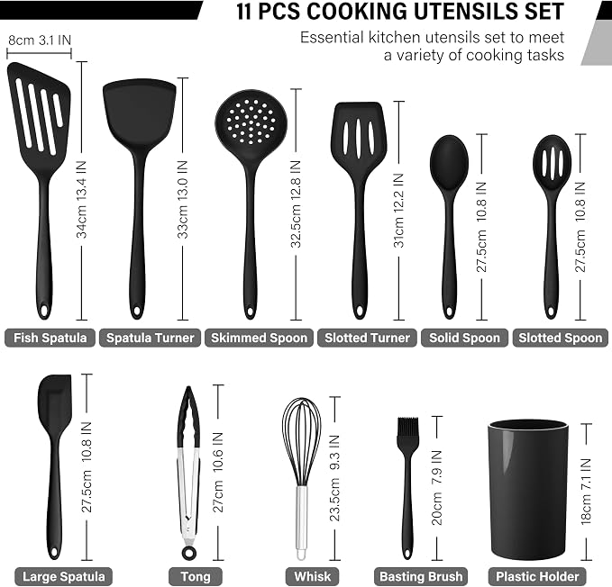 HaWare 11 PCS Silicone Cooking Utensils Set, Heat Resistant Kitchen Utensils - Image 2