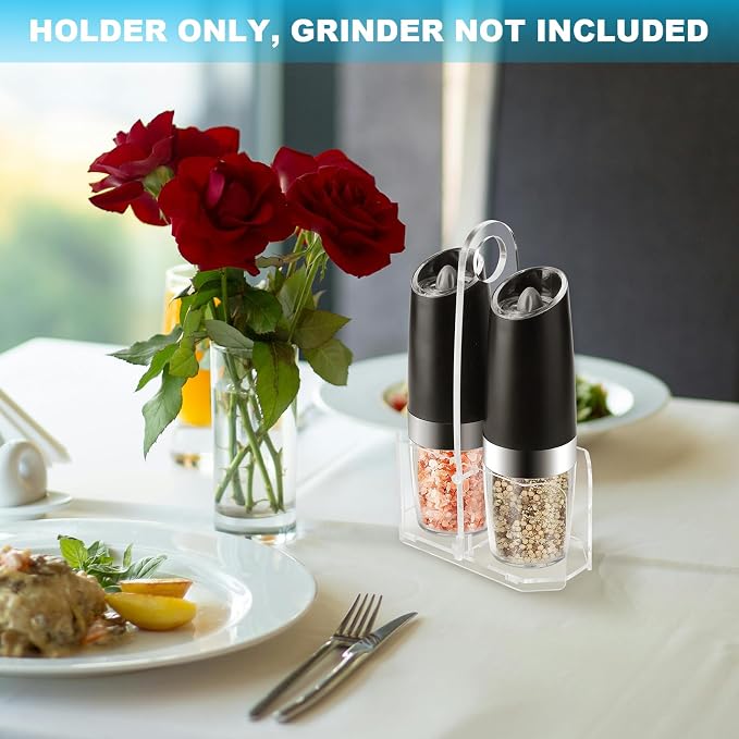 Beautyflier Salt and Pepper Grinder Set Stand, Premium Acrylic Holder - Image 7