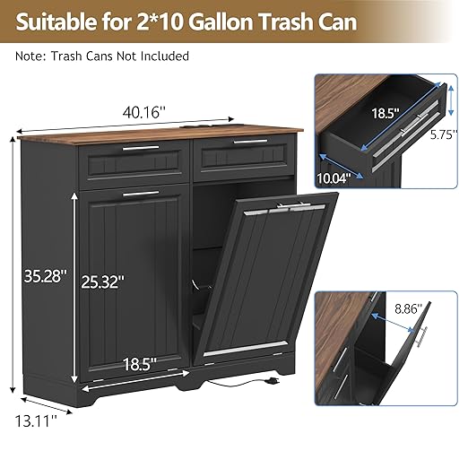 Double 10 Gallon Tilt Out Trash Can Cabinet - Image 6