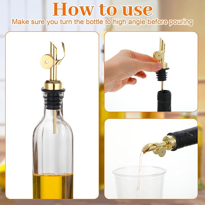 12 Pcs Weighted Stainless Steel Liquor Bottle Pourers Auto Flip Olive Oil - Image 5