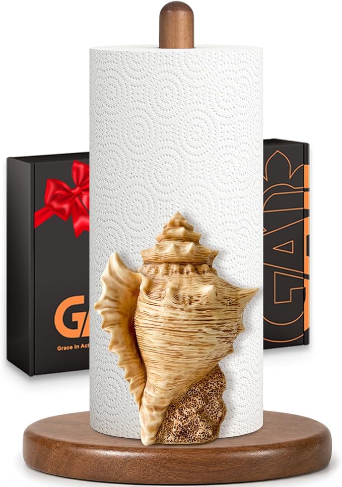 Conch Paper Towel Holder, Coastal Beach House Decor by Unknown