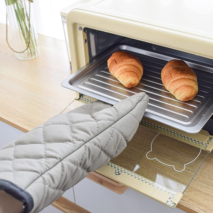 ARCLIBER Oven Mitts 1 Pair of Quilted Terry Cloth Cotton Lining, Extra Long - Image 4