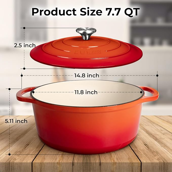 Zulay Kitchen 7.7 Quart Enameled Cast Iron Dutch Oven Pot - Image 2