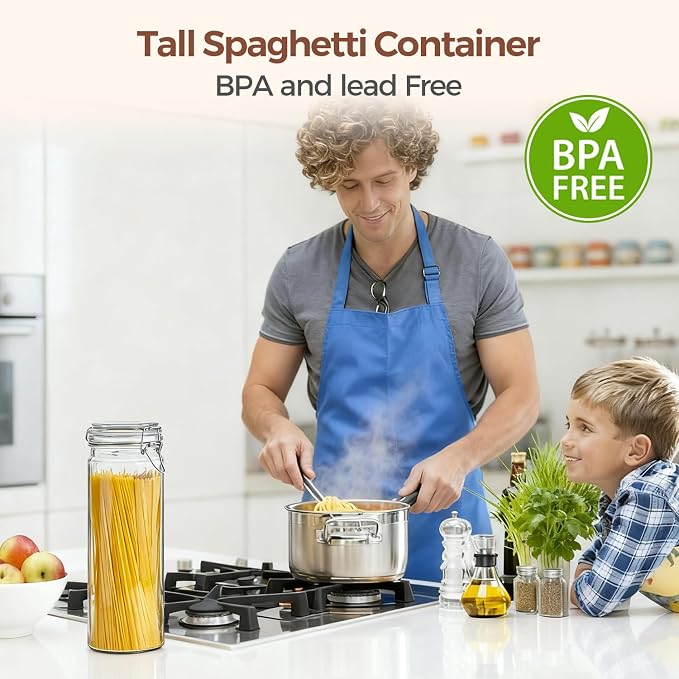 ComSaf 3-Pack 68oz 13-Inch Tall Glass Pasta Containers - Image 5
