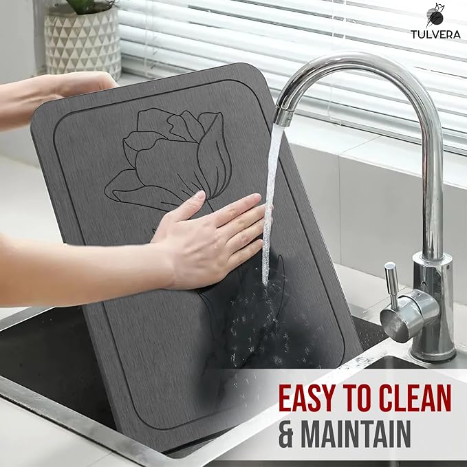 Stone Dish Drying Mat for Kitchen Counter – Diatomaceous Earth Drying Mat | - Image 6
