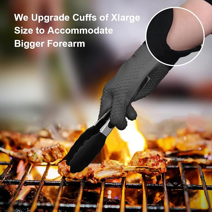 GEEKHOM BBQ Gloves Heat Resistant Oven Mitts - Image 3