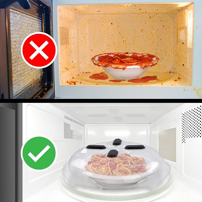 HOVER COVER 2 Pack Magnetic Splatter Cover, 12-Inch Clear BPA-Free Food Lid - Image 6