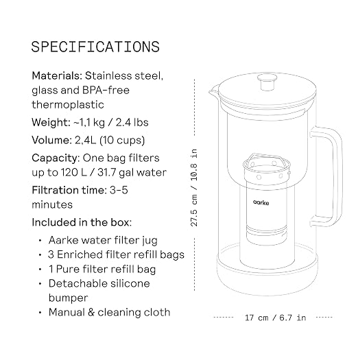 Aarke Purifier Regular Glass Pitcher Bundle w/Steel Filter, 3 Enriched + 1 Pure - Image 8