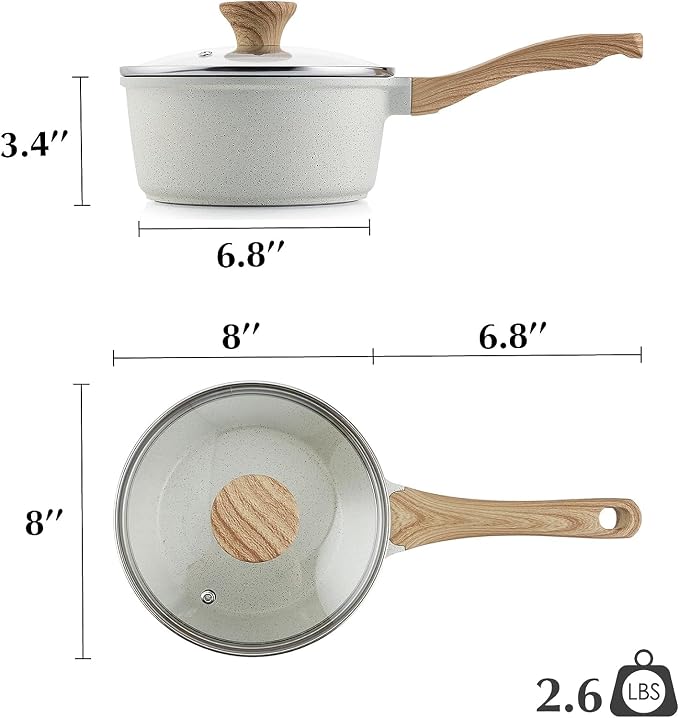 SENSARTE White Ceramic Nonstick Saucepan - Image 9