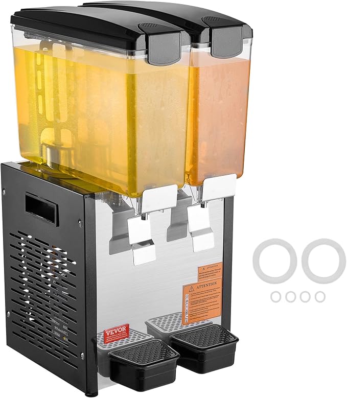 VEVOR Commercial Beverage Dispenser, 2 Tanks 10 L / 10.6 QT Per Tank Juice - Image 9