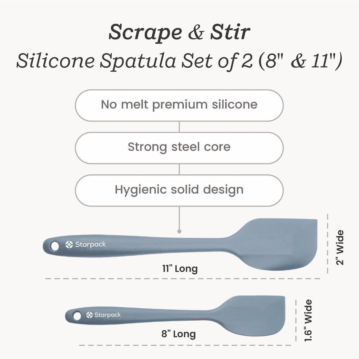 Starpack 'Scrape & Stir' Silicone Spatula Set (2 Pcs) - Heat Resistant