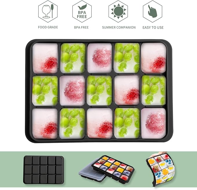 Tvmania Ice Cube Trays Set of 2, Easy Release 15 Flexible Silicone Ice Cube - Image 4