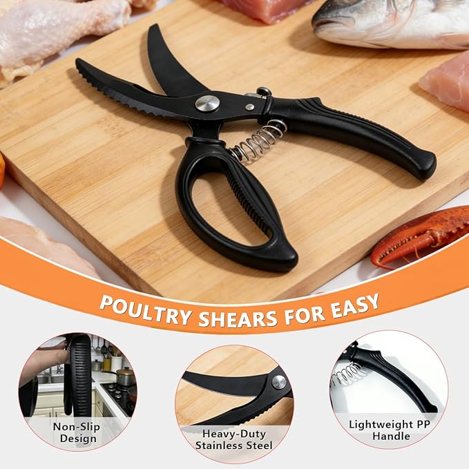 Kitchen Poultry Shears Heavy Duty, Stainless Steel Kitchen Meat Cutting Scissors - Image 7