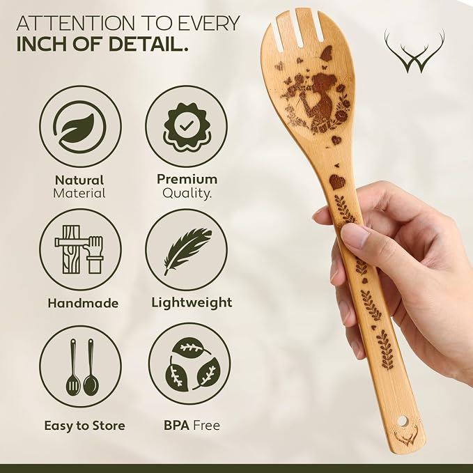 Cooking Gifts For Mom Wooden Spoons for Cooking 6-Piece - Image 6