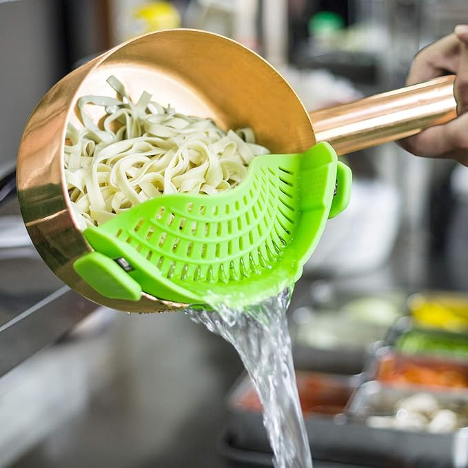 Clip On Strainer Silicone Pots and Pans, AUOON Pasta Strainer Clip on Food - Image 6