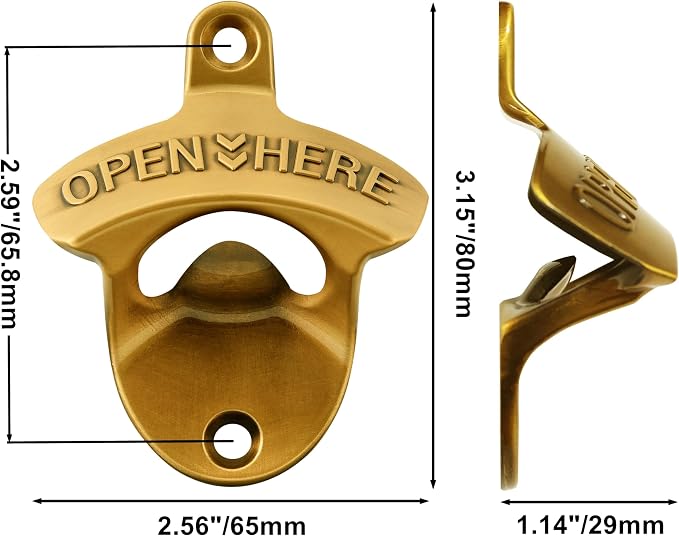 8 Packs Bulk Beer Opener Wall Mounted Vintage Gold Bottle Cap Opener - Image 4