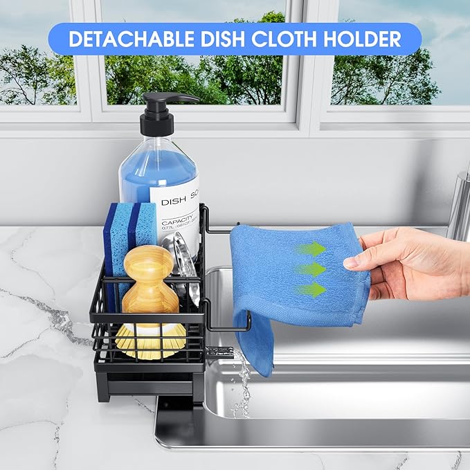 Kitchen Sink Sponge Holder, Rustproof Non-Slip Self-Draining Metal Sink Caddy - Image 6
