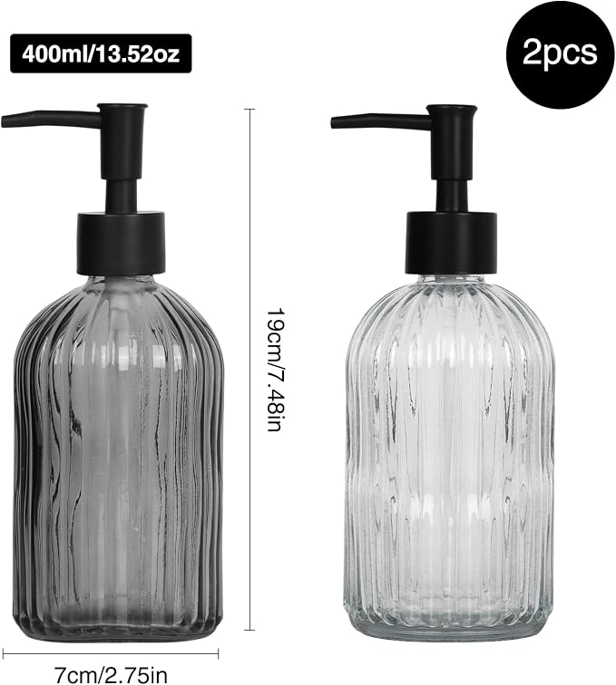 Black & Clear Glass Soap Dispenser - Image 2