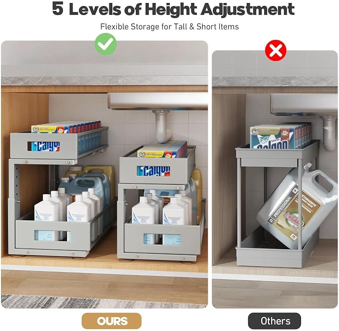 2 Packs 21IN Depth Under Sink Organizer, 2-Tier Pull Out Cabinet Organizer - Image 8
