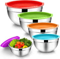 TeamFar Mixing Bowls, 4.5/3/1.5/1/0.7 QT, Stainless Steel Metal Nesting Salad by TeamFar
