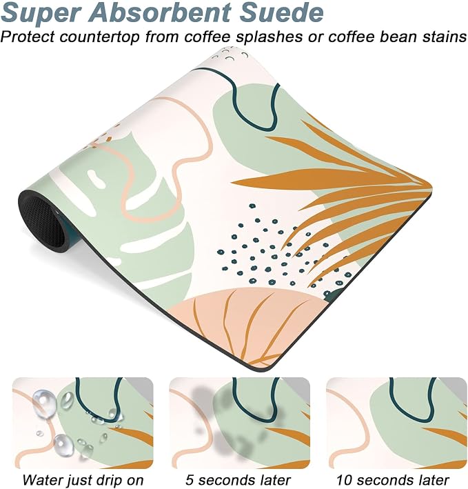 Rnivvi Coffee Mat, Hide Stain Rubber Backed Absorbent Dish Drying Pad - Image 3