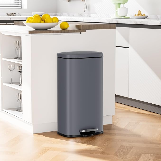 Arlopu 8 Gallon Step Trash Can, Stainless Steel Garbage Bin, Soft-Close Rubbish - Image 9