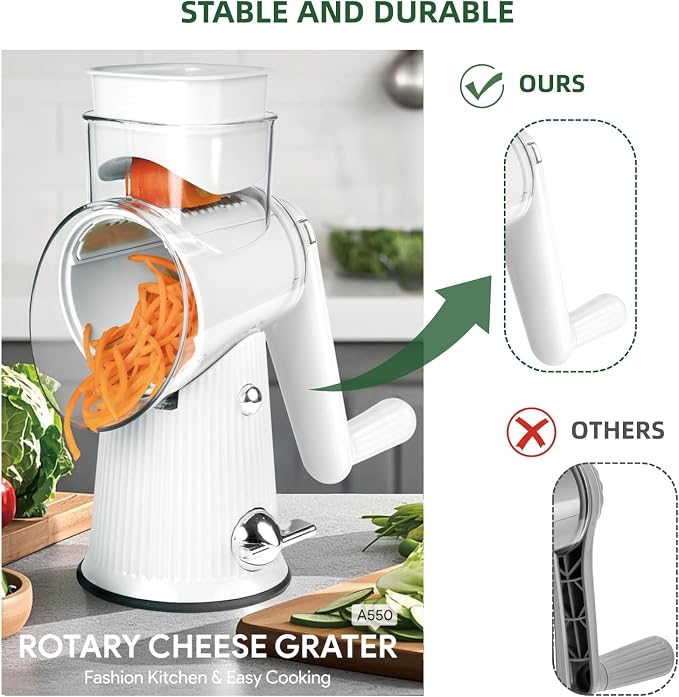 Rotary Cheese Grater with Handle - Image 7