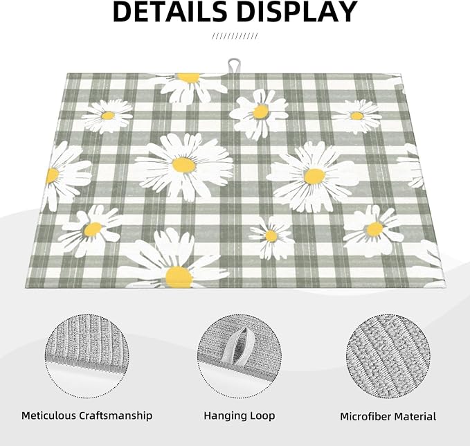 Daisy Dish Drying Mat For Kitchen Counter Absorbent Large Kitchen Fast Dry Pad - Image 4
