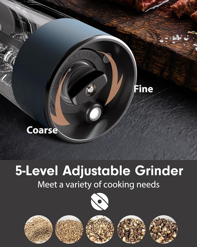 TOMEEM Upgraded Larger Capacity Electric Salt and Pepper Grinder Set - Image 4