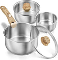 KOCH SYSTEME CS Stainless Steel Saucepan Set 1.5QT & 2QT & 3QT, Stainless Steel by KOCHSYSTEMECS