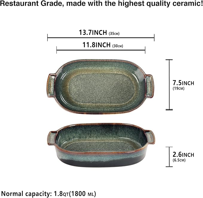 Ceramic Oval Casserole Baking Dish, 1.8 Quarts Baking Dish - Image 2