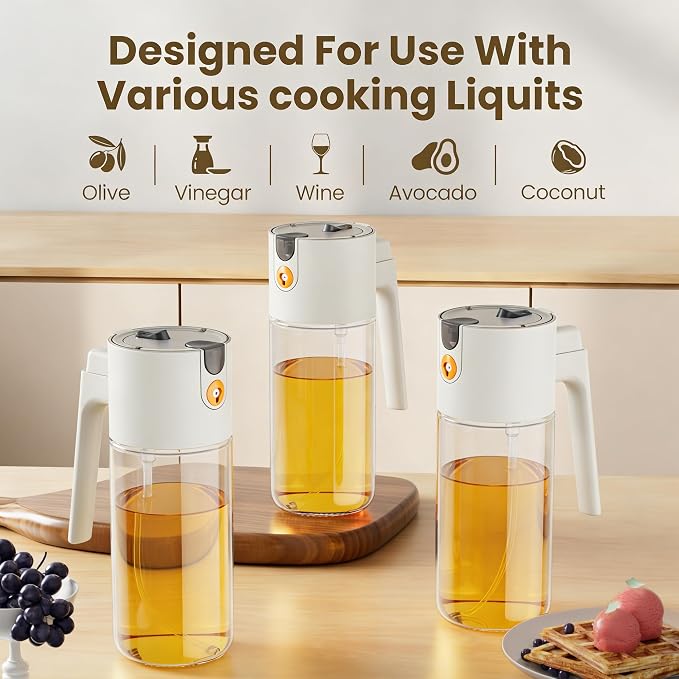 20.3oz/600ml Glass Material 2 in 1 Olive Oil Sprayer - Image 7