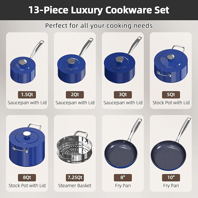 Nuwave Lux 13pc Forged Lightweight Cookware Set PFAS Free, Healthy G10 Duralon - Image 8